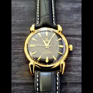 Vintage Roamer Brevete Swiss Mens Manual Watch Gld‎ Blk Blk